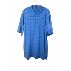 Peter Millar Men's Polo 2XL Blue Striped Summer Comfort Golf Shirt Performance